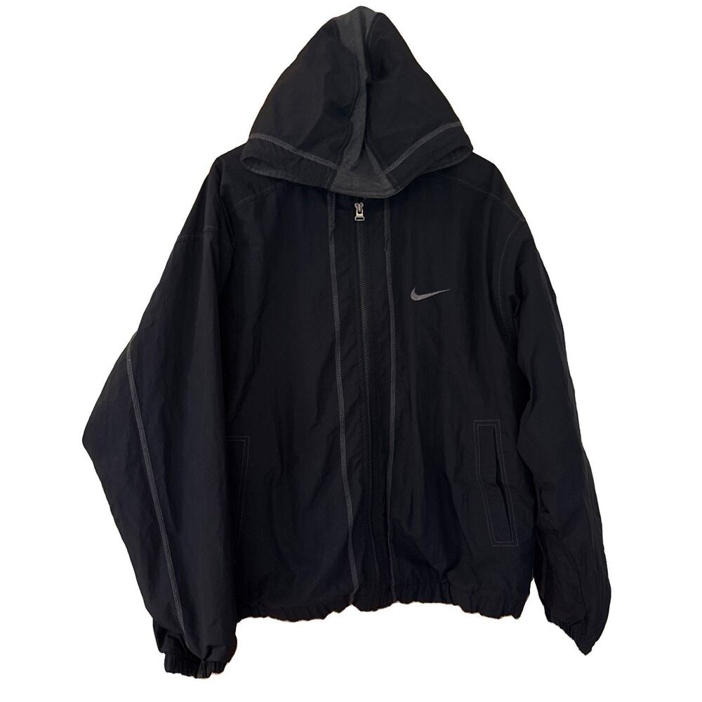 NIKE Black Hooded Bomber Jacket Men’s Large Vintage 90s.